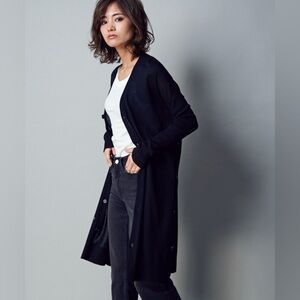 ALL-SAINTS MORI MERINO WOOL LONG CARDIGAN SWEATER BLACK SIZE MEDIUM NEW